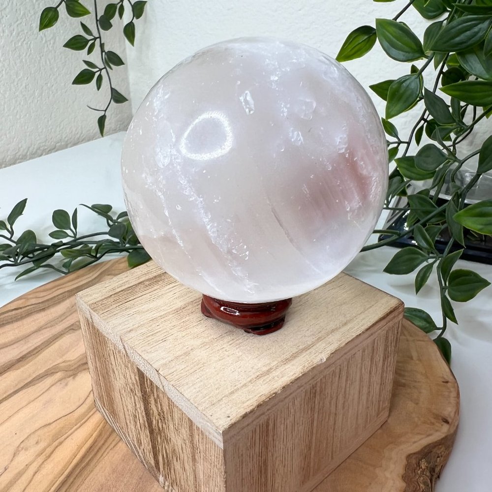 Single Big Selenite Healing Massage Sphere - Cleaning Crystal Ball